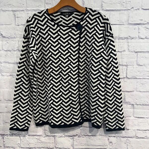 August Silk Black Chevron Double‎ Knit Jacquard Jacket Women’s Size S